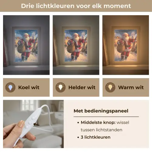 Kerstman - Dorp - Hert - Donker Light Box met kabel (Tafellamp) klein -USP_lichtkleurNL