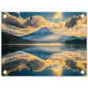 Berg - Rivier - Zonsondergang tuinposter los doek klein -3d