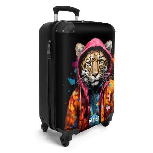 Luipaard met kleurrijke jas en verfspetters NBS - Handbagage koffer - Unisex middel -productfoto_3d