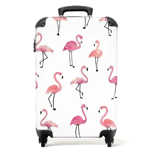 Flamingo feestje Koffer - NBS - Handbagage middel -productfoto_recht