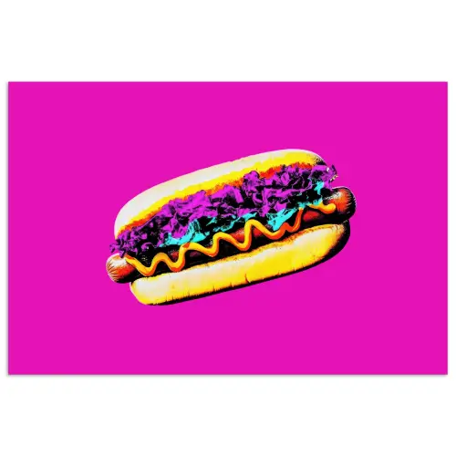 Hotdog - Roze - Retro poster papier klein -3d