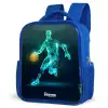 Basketbalspeler in neon dribbelactie Kinderrugzak - Blauw middel -schuin