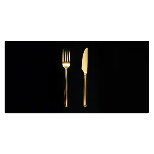 Bestek - Goud - Mes - Vork Muismat XXL klein -3d_leeg