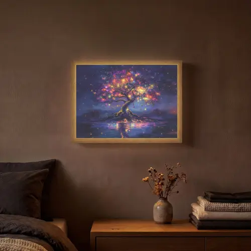 Kosmisch - lichtboom - Kerst - Kleurrijk Light Box met batterij (Wandlamp) middel -sfeer4