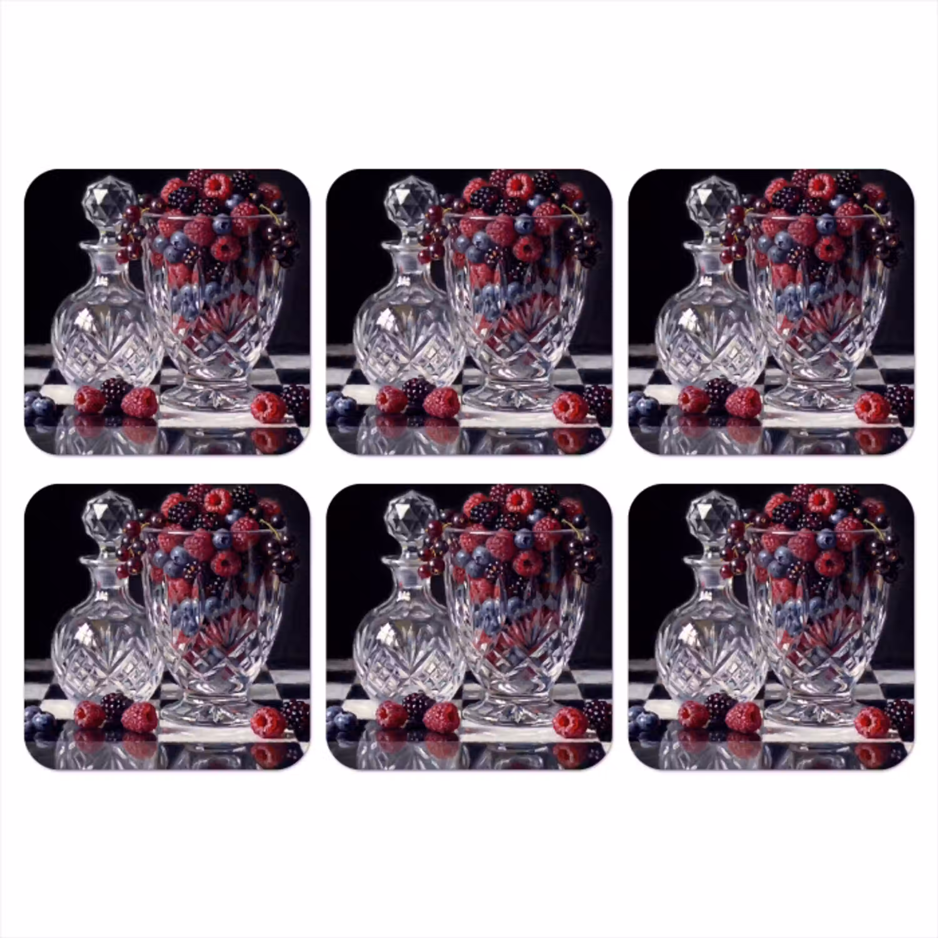 Bessen - Kristal - Stilleven onderzetter kurk middel -3d