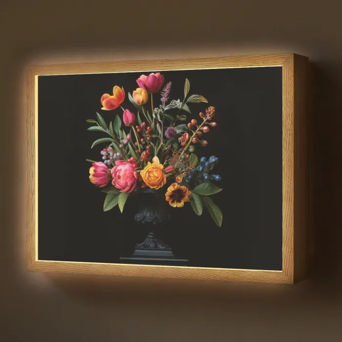 Tulpen - Bessen - Boeket - Vaas Light Box met batterij (Wandlamp) middel -z3d_website