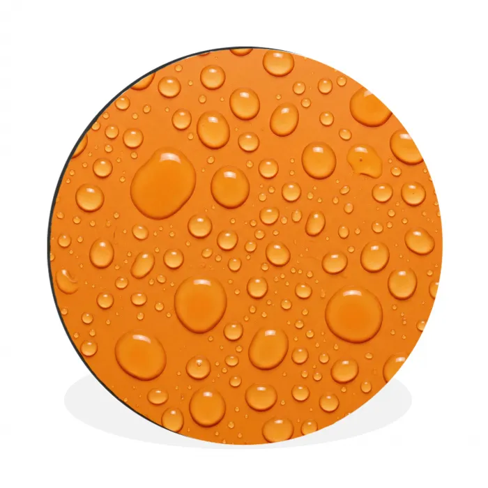 Water - Druppels - Oranje Wandcirkel aluminium klein -3d
