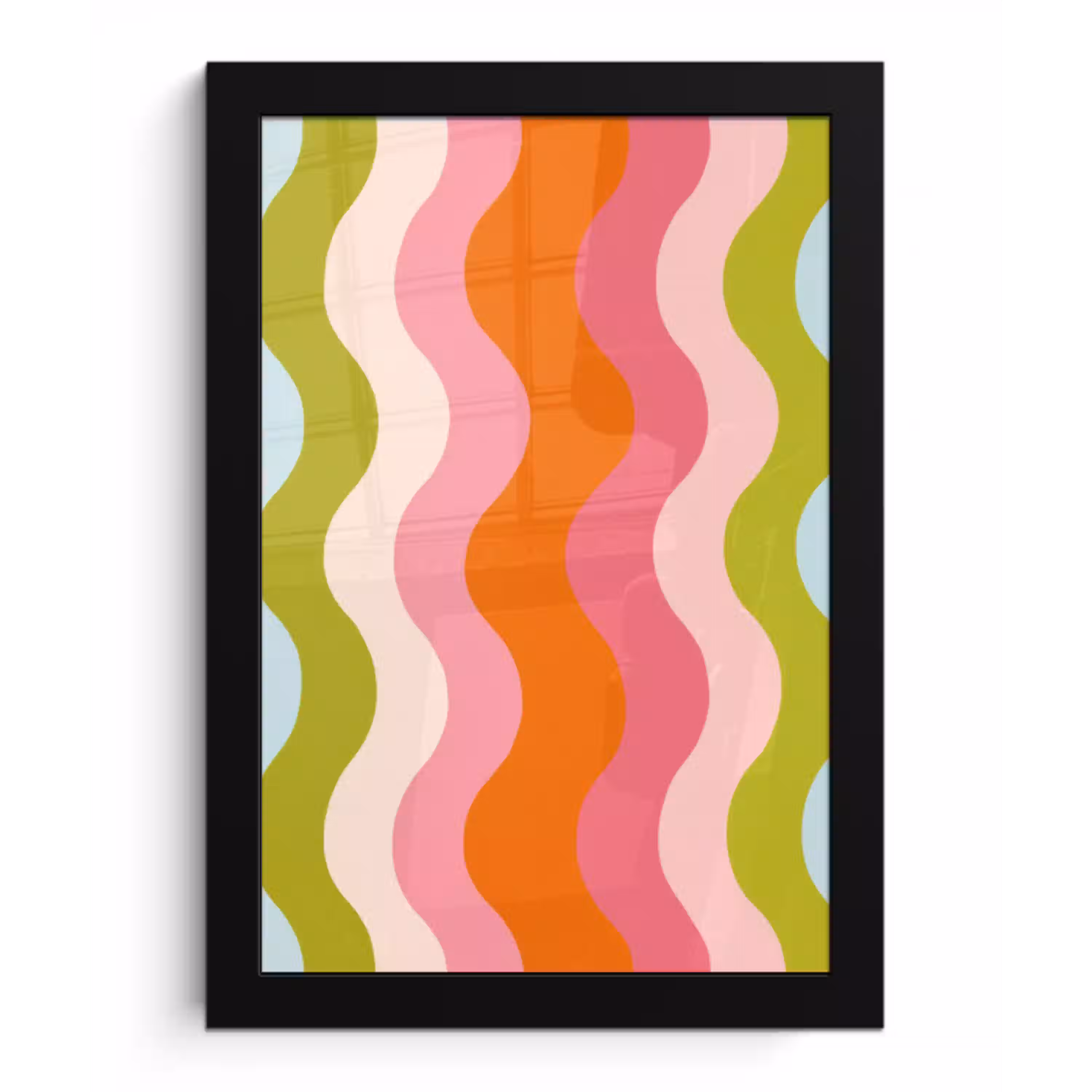 Banen - Golven - Kleurrijk - Verticaal fotolijst zwart zonder passe partout klein -3d