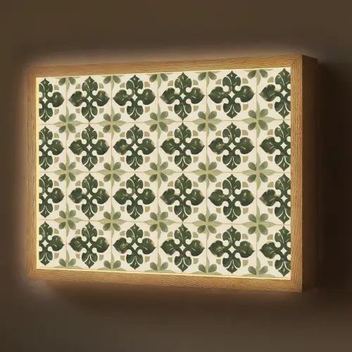 Patroon - Tegel - Groen Light Box met batterij (Wandlamp) middel 907 -z3d_website
