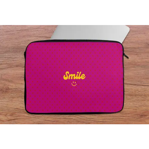 Smile - Stippen - Roze laptophoes neopreen klein -tafel