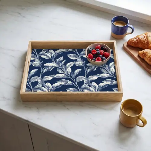 Botanisch - Patroon - Blauw Dienblad Rechthoek middel 911 -sfeer2