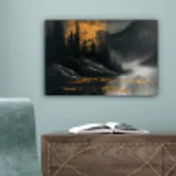 Modern - Bos - Goud - Zwart - Natuur canvas 2cm klein -sfeer4
