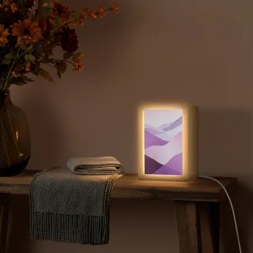 Abstract - Heuvels - Landschap - Paars Light Box met kabel (Tafellamp) klein -sfeer4