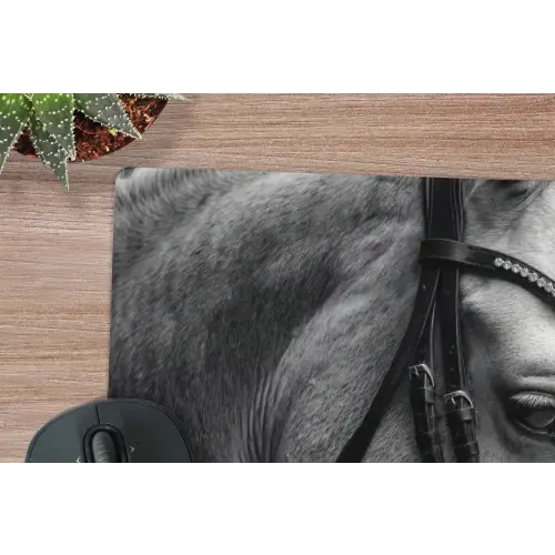 Paard - Schimmel - Portret muismat rubber klein -closeup