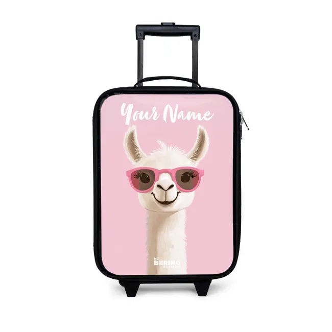 Kids' Suitcases with name - Llama - White - Sunglasses - Eyelashes