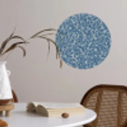 Bladeren - Klassiek - Patroon - Donkerblauw - Vintage Wandcirkel behangsticker klein 186 -sfeer3