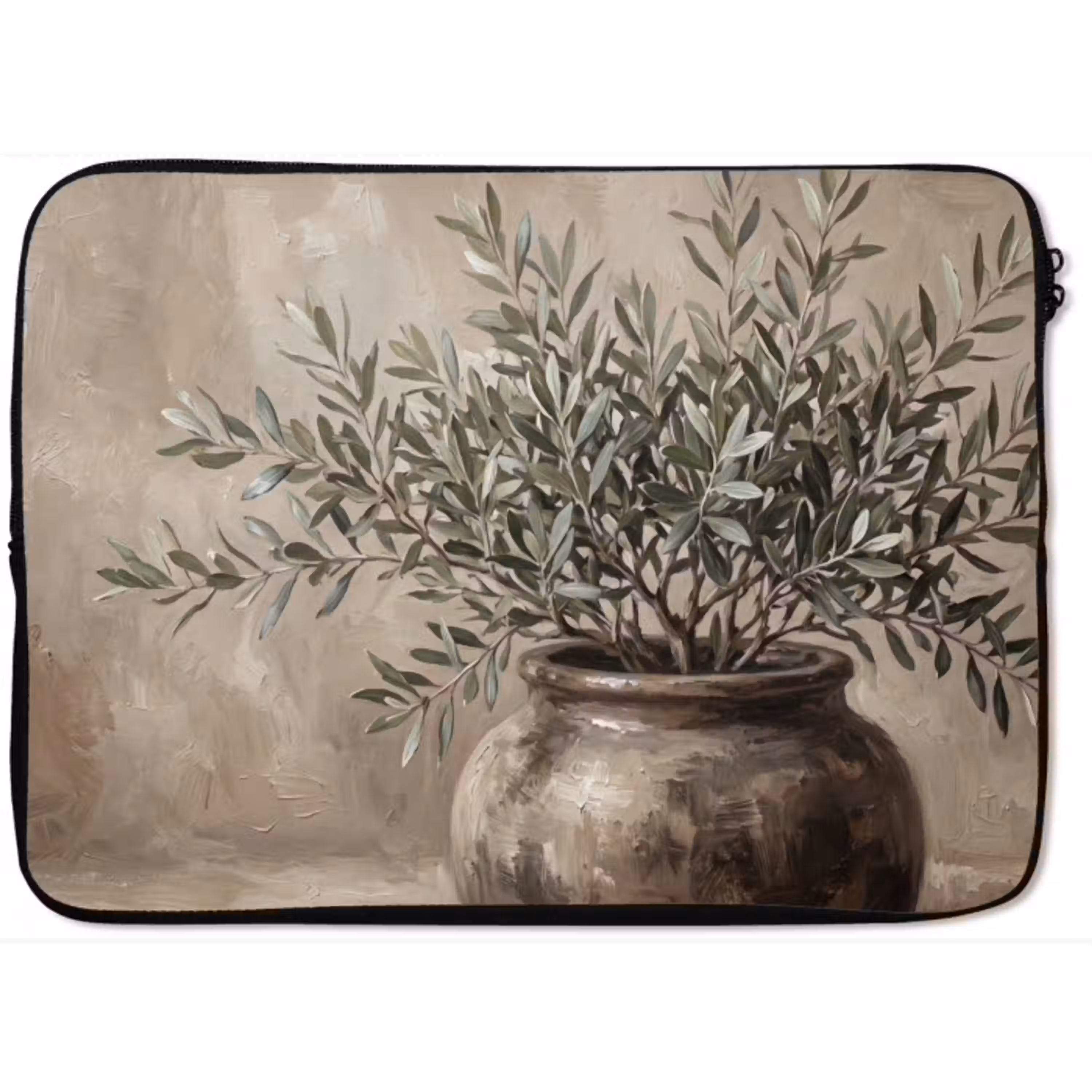 Olijfplant - Aardenpot - Abstract - Beige laptophoes neopreen klein -zkaufland3dotto