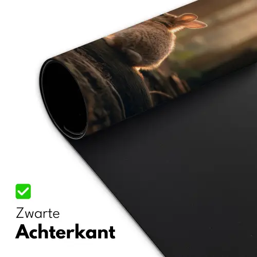 Konijn - Bos - Zonnestralen Muismat XXL klein -sfeer2