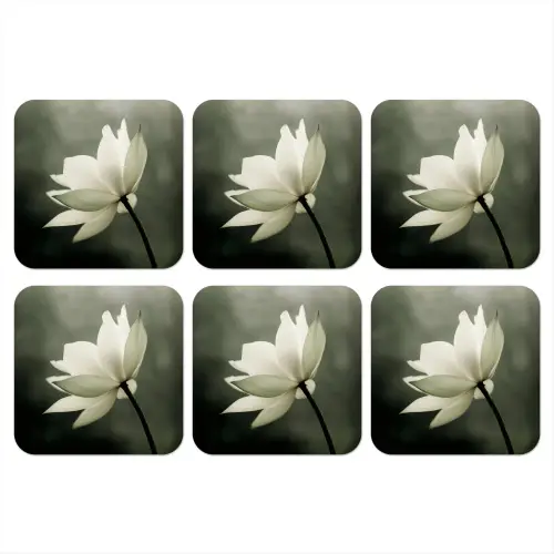 Wit - Lotus - Donker - Bloem onderzetter kurk middel -3d