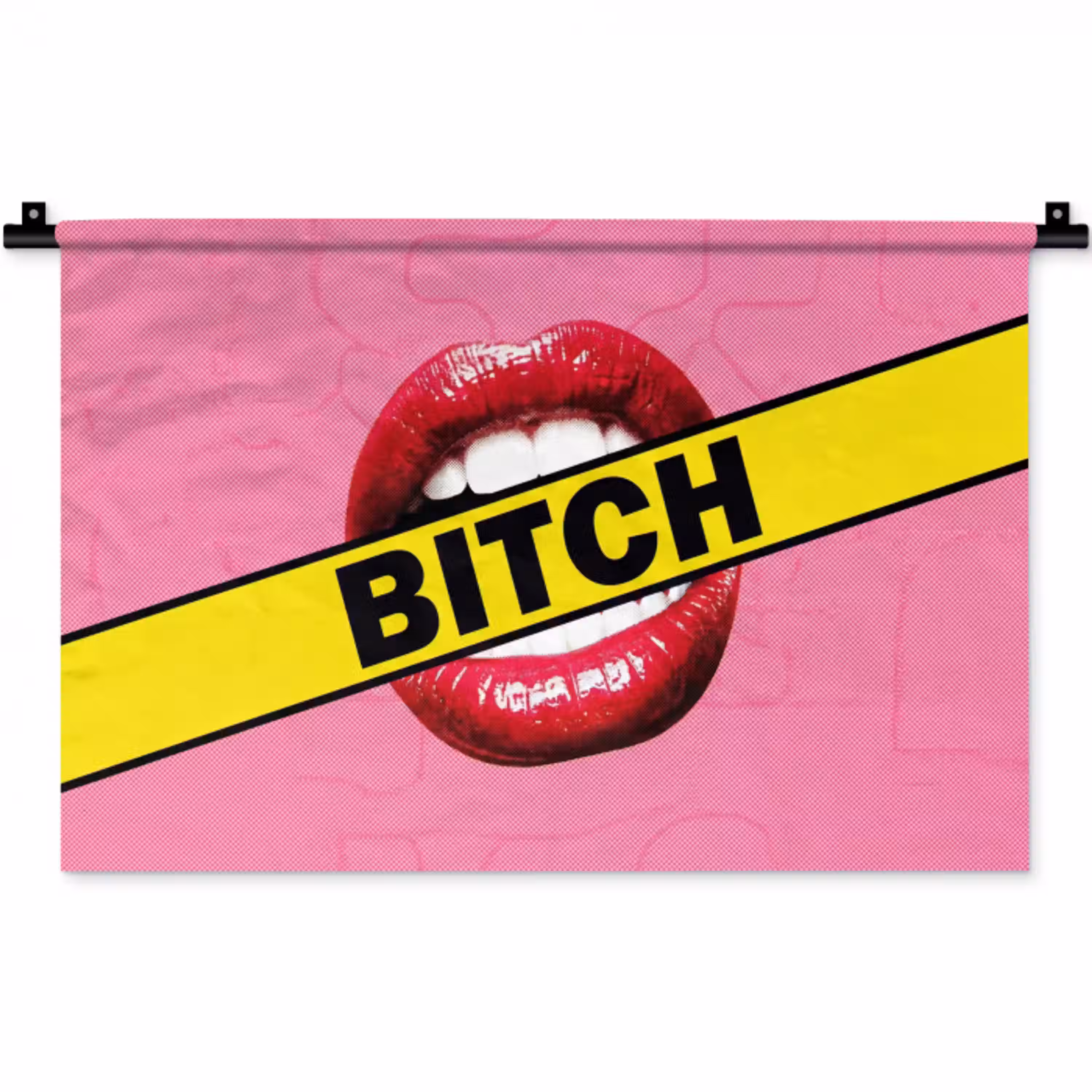 Lippen - Tekst - Kleurrijk Wandkleed katoen klein -zz3d