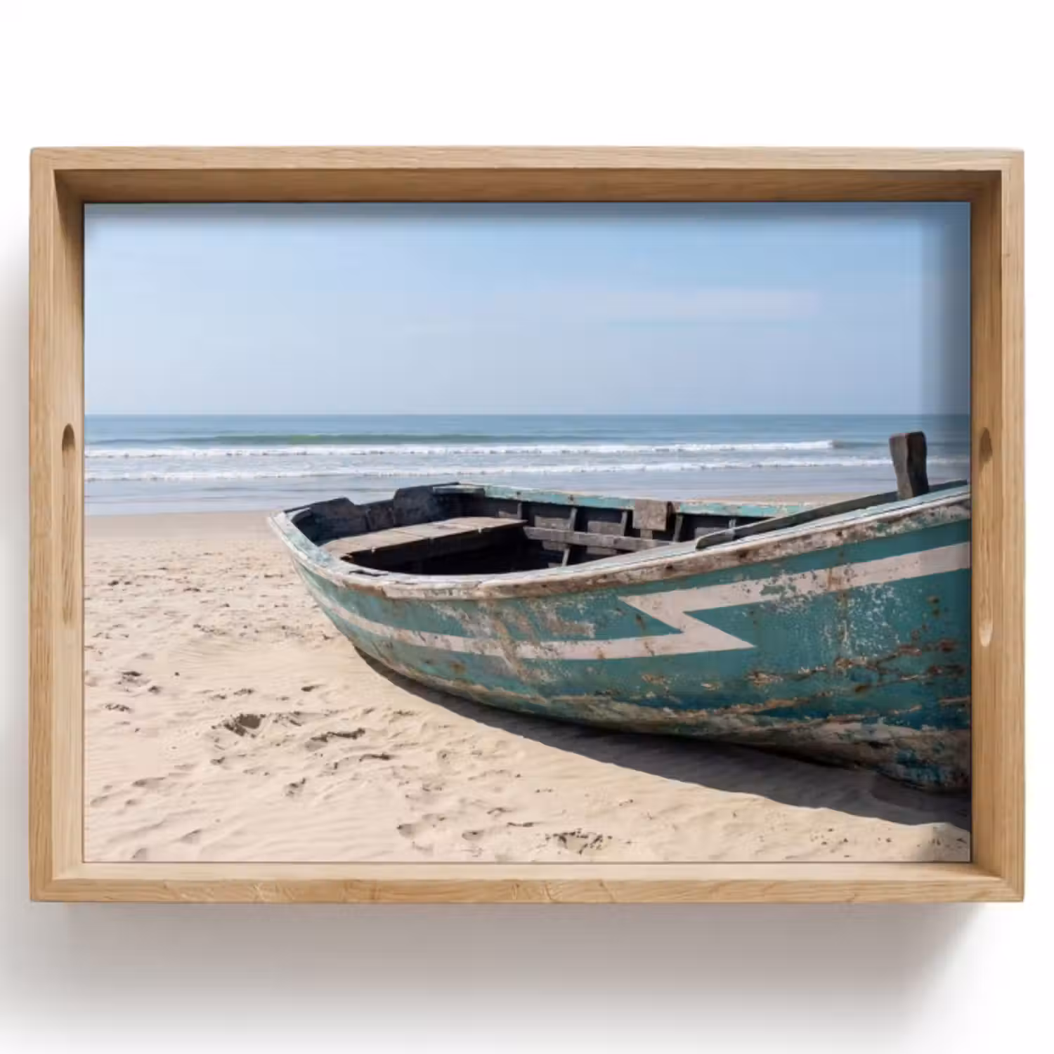 Dienblad - Boot - Zandstrand - Zee