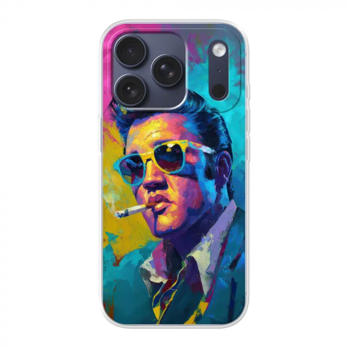 Portret - Sigaret - Kleurrijk - Bril Telefoonhoesje iPhone 17 Pro klein -3d