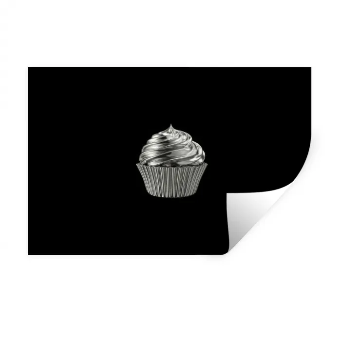Cupcake - Luxueus - Zilver Muursticker klein -3d