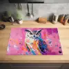 Uil - Roze - Blauw - Verf - Abstract Inductie beschermer vinyl 3mm klein -sfeer5