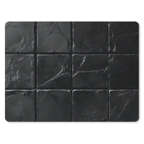 Zwart - Tegels - Steen muismat rubber klein -3d