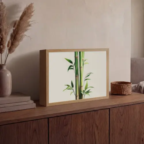 Bamboestengels - Sierlijk - Groen Light Box met batterij (Wandlamp) middel -sfeer2