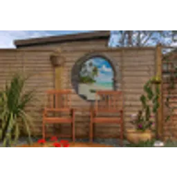 Strand - Palm - Doorkijk - Zee - Kano Wandcirkel tuinposter met ringen klein -buiten3