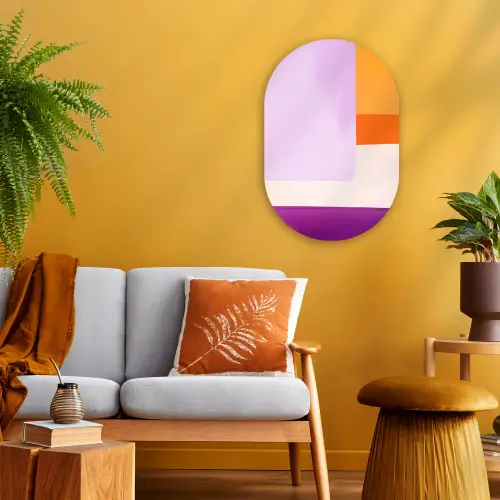 Vlakken - Abstract - Rechthoekig - Oranje Wandcirkel Ovaal Forex klein -sfeer4