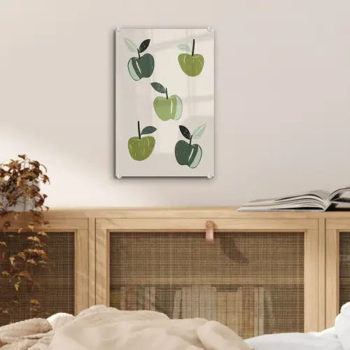 Appels - Groen - Illustratie - Bladeren plexiglas 5mm klein -sfeer4