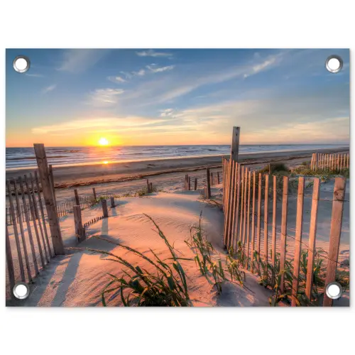 Strand - Zee - Duin - Zonsondergang - Landschap tuinposter los doek klein -3d