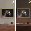 Paard - Bloemen - Zwart Light Box met batterij (Wandlamp) middel -sfeer3