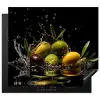 Olijven - Groen - Water - Zwart Inductie beschermer vinyl 3mm middel -3d