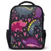 Dinosaurus - Kind - Patronen - Roze - Meisjes Rugzak - Zwart middel -3d