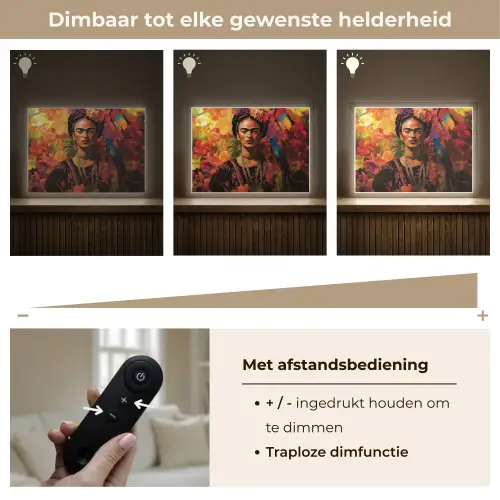 Vrouw - Bloemen - Papegaai - Schilderachtig Light Box met batterij (Wandlamp) middel -USP_dimbaarNL