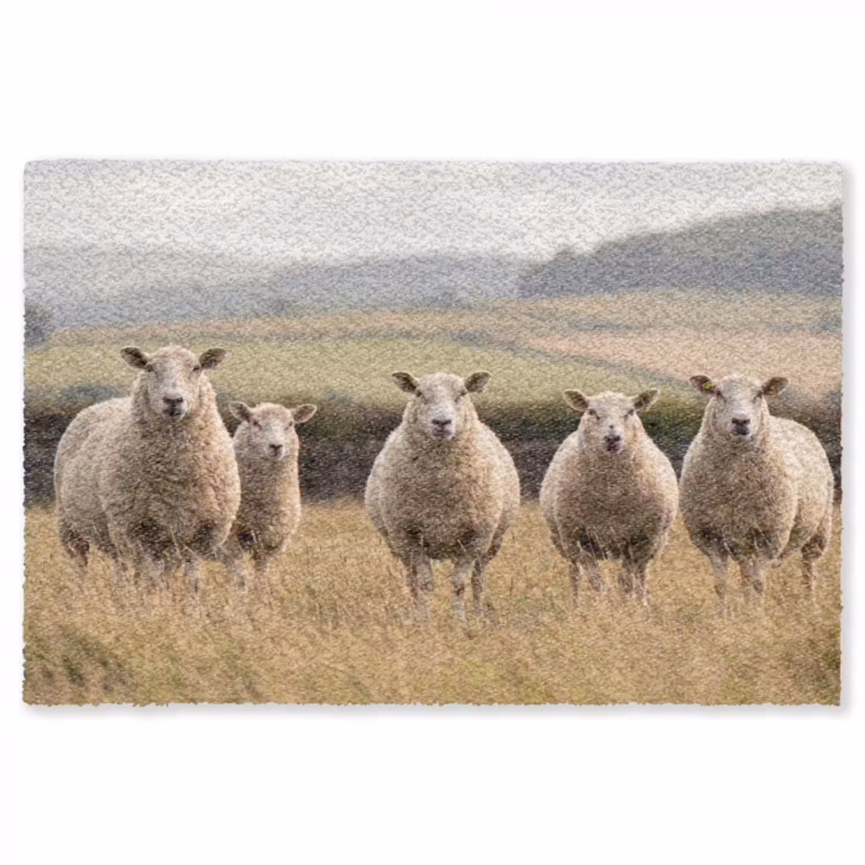 Schapen - Weidenlandschap - Heuvels Vloerkleed Rechthoek klein -3d