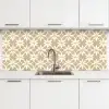 Bloemen - Patroon - Beige keuken achterwand 2 middel 871 -3d