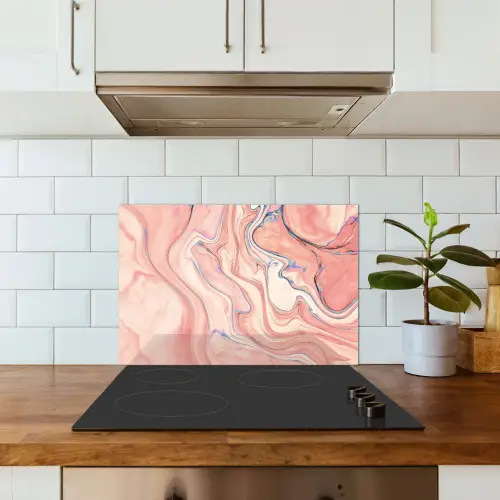 Marmer - Pastel - Roze - Blauw - Marmerlook - Abstract keuken achterwand spatscherm klein -sfeer2