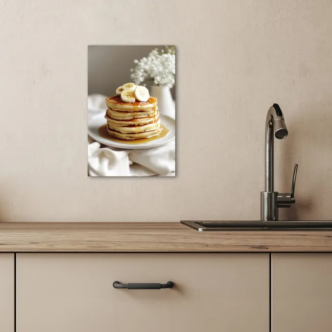Pannenkoeken - Banaan - Siroop - Wit - Beige KitchenYeah - Keuken - Canvas klein -sfeer2