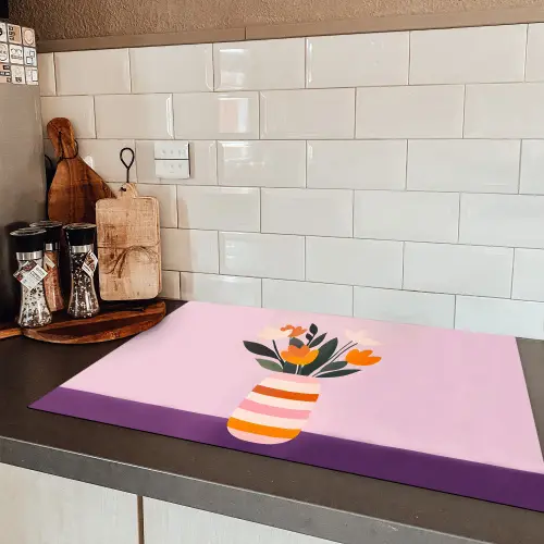 Tulpen - Vaas - Strepen - Paars Inductie beschermer vinyl 3mm klein -sfeer3