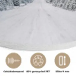 Weg - Sneeuw - Naaldbos - Winter - Avontuurlijk Akoestische PET Vilt - Rond klein -closeup_NL