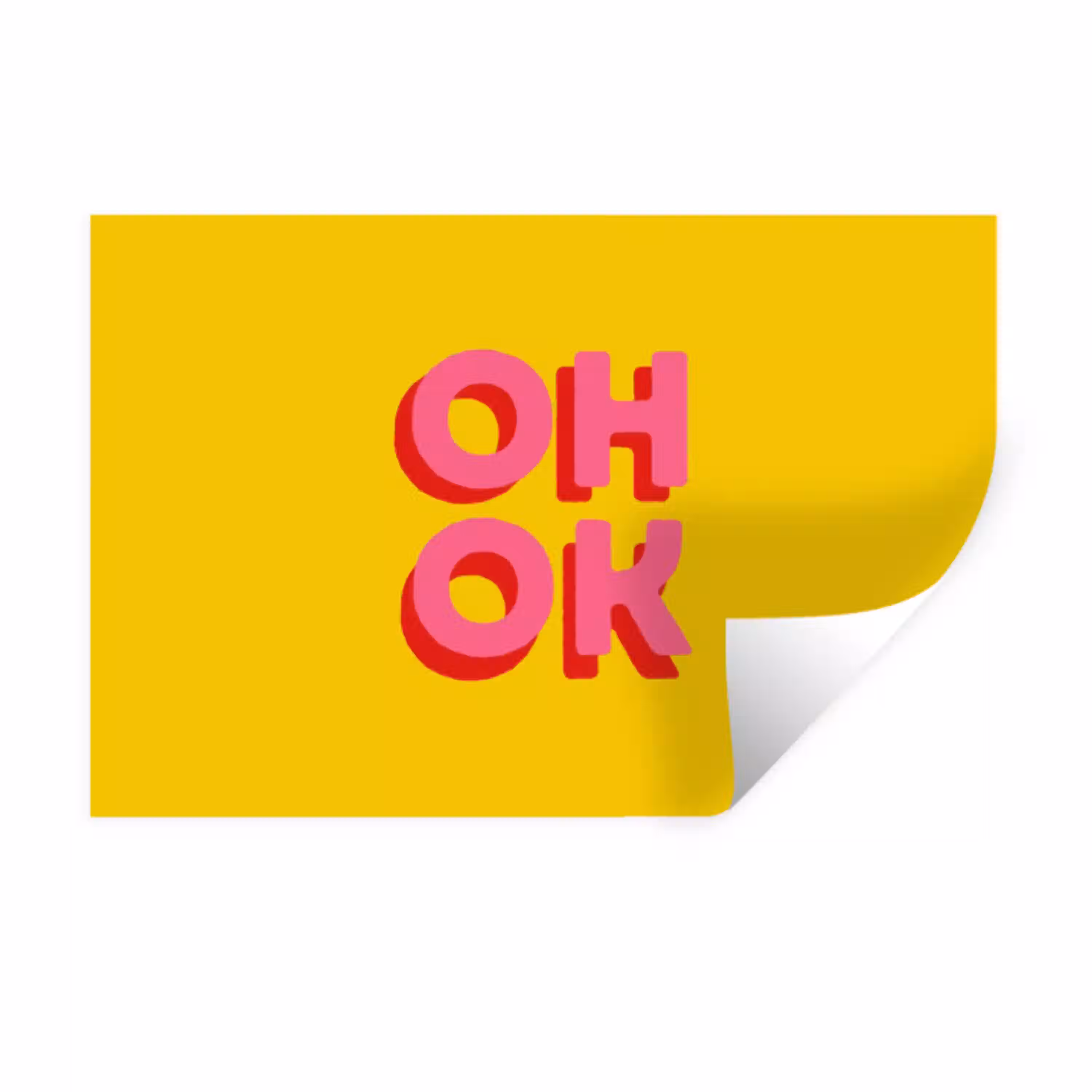 Oh ok - 3D - Geel - Roze Muursticker klein -3d