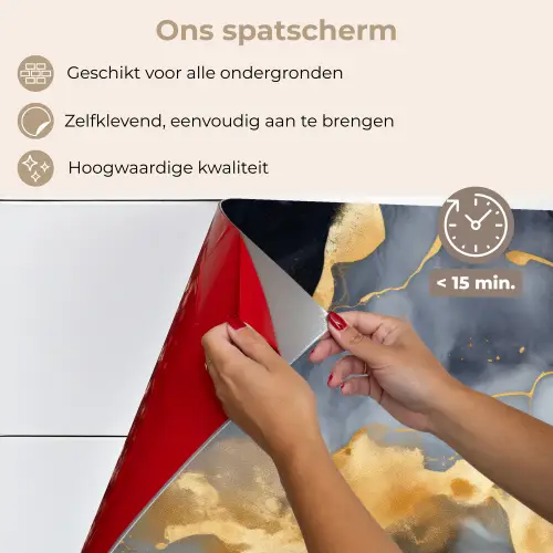 Marmer - Goud - Abstract - Luxe - Zwart en Wit keuken achterwand spatscherm klein -spatscherm_NL
