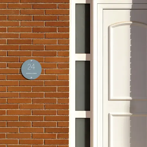 Effen blauwgrijs - Klassiek Naambord Rond klein -sfeer3-rond-XS