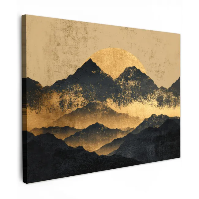 Leinwandbild - Goldene Berge bei Mondschein