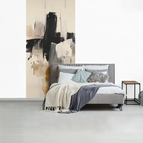Penseelstreken - Ruw - Abstract - Beige fotobehang vinyl groot -slaapkamer