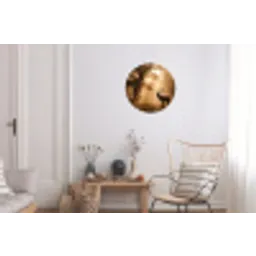 Hert - Bos - Mistig - Natuur - Goud Wandcirkel aluminium klein -woonkamer